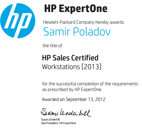 HP Sales Certified – Workstations [2013]
